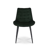 thumbnail of Lot de 2 chaises de salle à manger en velours vert foncé – Assise rembourrée confortable – Pieds en métal noir