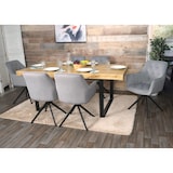 thumbnail of Juego de 2 sillas de comedor HWC-L80, silla de cocina silla tapizada con reposabrazos, giratoria, metal tela/textil ~ gris claro