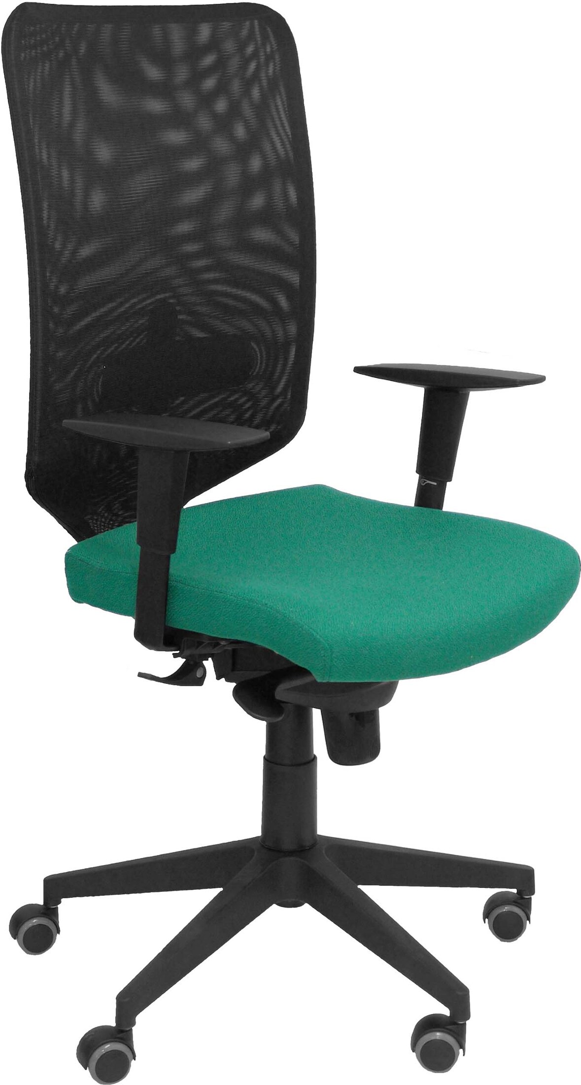 Ossa Negra Silla  y  Respaldo de malla en color negro y asiento tapizado en tejido BALI color verde