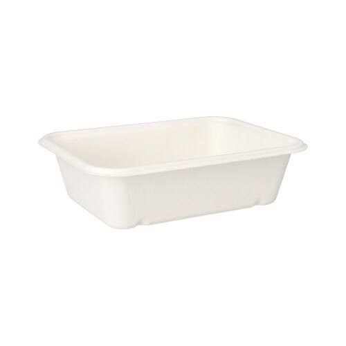 PAPSTAR 50 Schalen, Zuckerrohr "pure" ungeteilt 5,6 cm x 15,3 cm x 20,3 cm weiss (37243, 50 Stück)