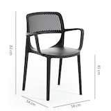 thumbnail of Set de 6 chaises avec accoudoirs en résine renforcée de fibre de verre, design classique, empilables pour jardin, bar, restaurant, cuisine –Erika/Noir