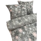 thumbnail of Bettwäsche Thermofleece 220x240 + 2x 80x80 cm grau rosa Schneeflocken mit Reißverschluss / 3 tlg.