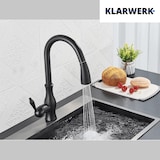 thumbnail of NAVIS | Torneira de cozinha elegante e extensível em aço inox preto, arco alto, misturador de luxo, alta pressão, 360°, 2 conexões