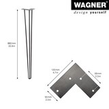 thumbnail of WAGNER Möbelbein HAIRPIN LEG Retro - 12 x 12 x 86 cm, Stahl, schwarz, Bein schräg & Anschraubplatte - 12828601