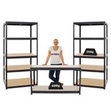 thumbnail of PROREGAL Mega Deal | 2x Schwerlastregal Slim Elephant M & 1x Höhenverstellbare Werkbank Big Dino| Fachlast bis zu 600kg | Schwarz | Stecksystem