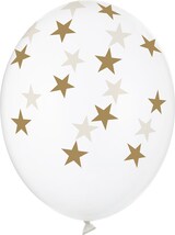 thumbnail of Luftballons mit Sternen 30cm Klar Transparent / Gold 6er Set
