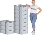 thumbnail of PROREGAL 10x Eurobox NextGen Grip mit Scharnierdeckel & schwarzen Verschlüssen | HxBxT 22x40x60cm | 44 Liter | Griffe offen | Verstärkter Boden