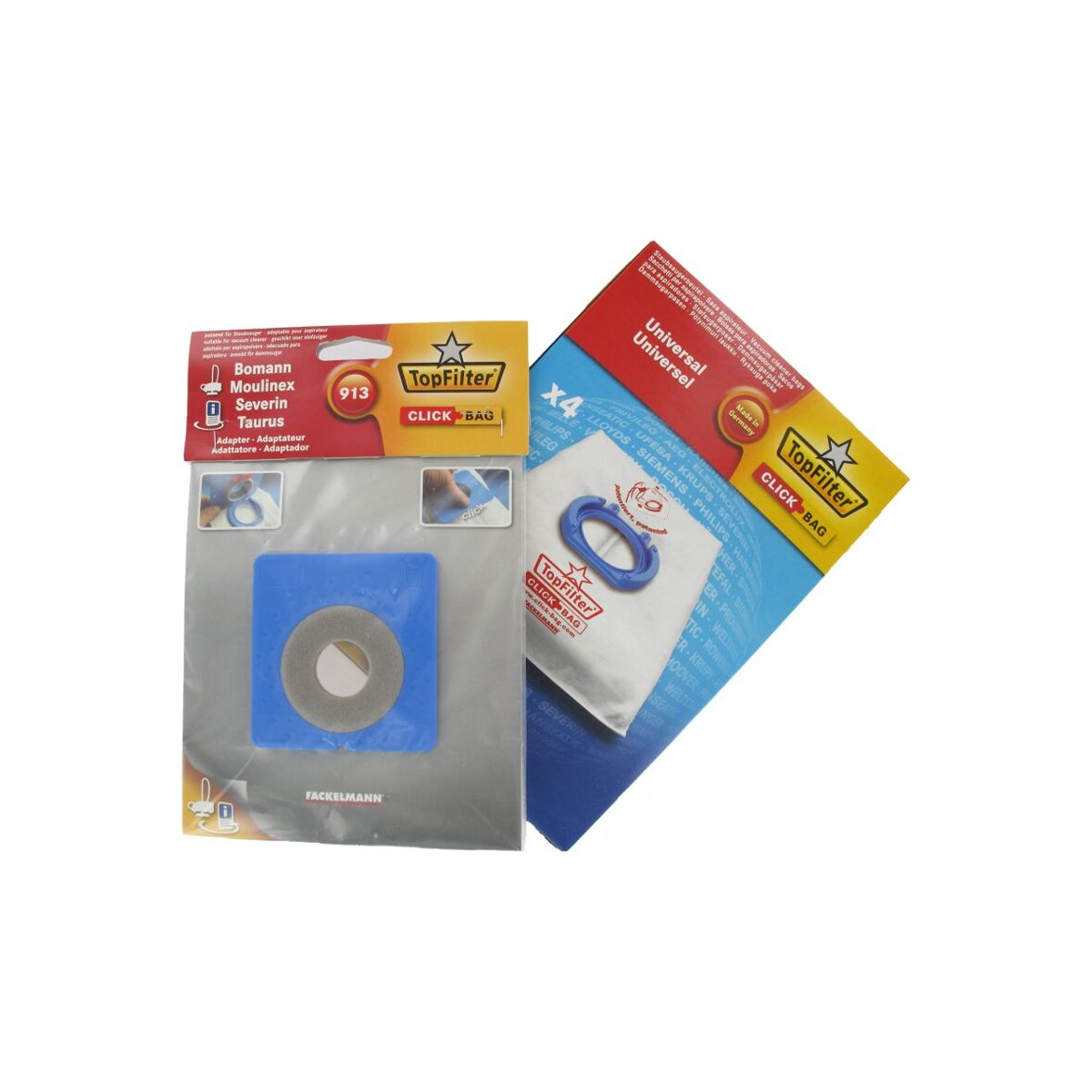 4er-Box Top Filter Universal-Staubsaugerbeutel mit Click Bag-Adapter für Moulinex-Staubsauger
