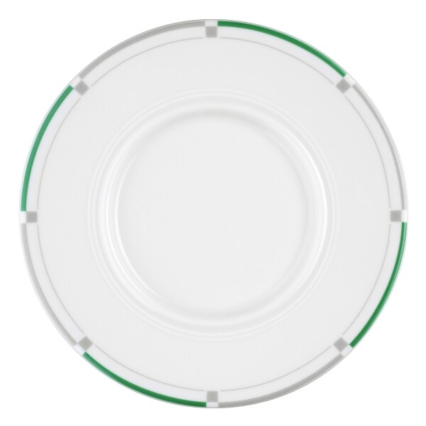 6 x Seltmann Untere zur Suppentasse 17,5 cm, Form:  Vitalis, Dekor: 34281 grün-grau