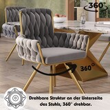 thumbnail of Drehstuhl Samt Grau mit Armlehnen 360° drehbar 63x50x87 cm