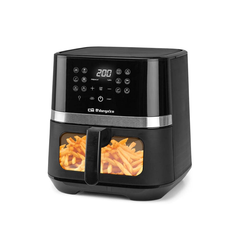 Fritadeira sem óleo Orbegozo com janela FDR 68, 6,5 litros, temporizador, 12 programas, taça amovível sem BPA, termóstato digital, 1800 W