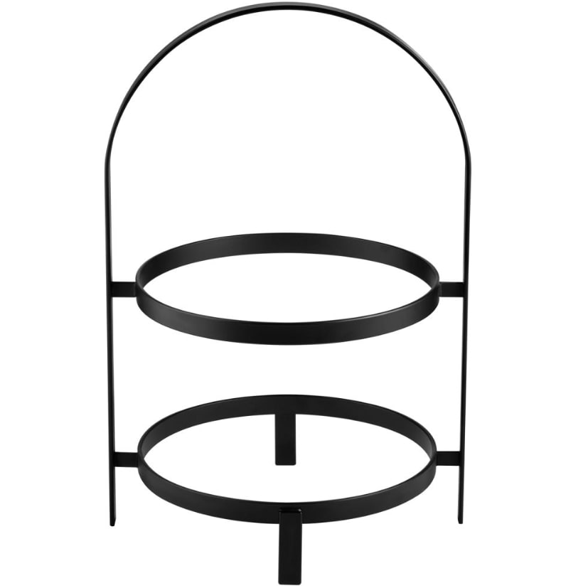 APS THE GRID serveerstandaard - zwart metaal, 23,5 x 20,5 cm, voor 2 borden Ø 20 cm