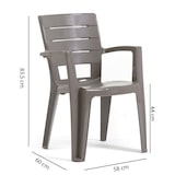 thumbnail of Set de 6 chaises monobloc en polypropylène avec fibre de verre, effet bois, empilables pour extérieur et jardin, bar et restaurant - Anita - Taupe