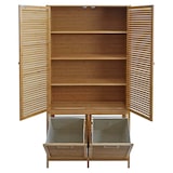 thumbnail of Armario de baño de bambú HWC-N83, estante Estante de baño Armario de baño, 2 cestos de ropa 2 puertas FSC® 168x82x34cm