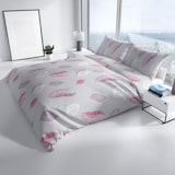 thumbnail of Bettwäsche 155x220 cm Fleece Grau Lila Federn Winter warm