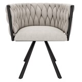 thumbnail of Esszimmerstuhl 2er Set Drehstuhl 72x59x54 cm Schwarz+Beige aus Leinen mit 360 Grad Drehfunktion, gepolstert, Metall Vierbein Gestell