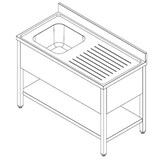 thumbnail of Combisteel Evier 1 bac à gauche avec fond en inox 1200x700x850mm