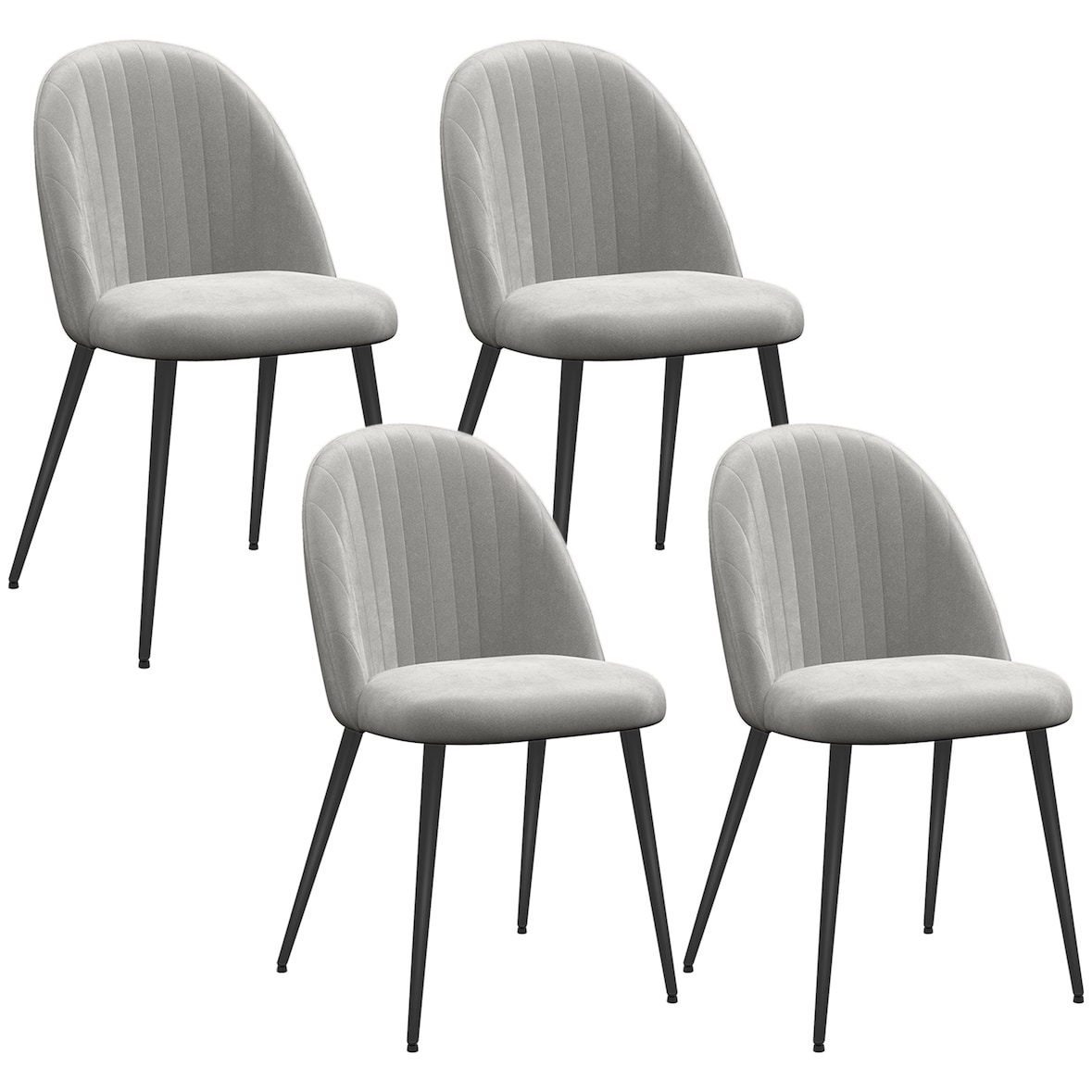 Pack de 4 Sillas de Comedor Modernas Sillas de Cocina Tapizada en Terciopelo con Respaldo Alto y Patas de Acero para Sala de Estar 50x56x83 cm Gris