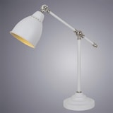 thumbnail of ARTE LAMP LED-Schreibtischlampe für Büro – weiße Metallfassung und -lampenschirm – mit Kabel und Stecker für die Steckdose