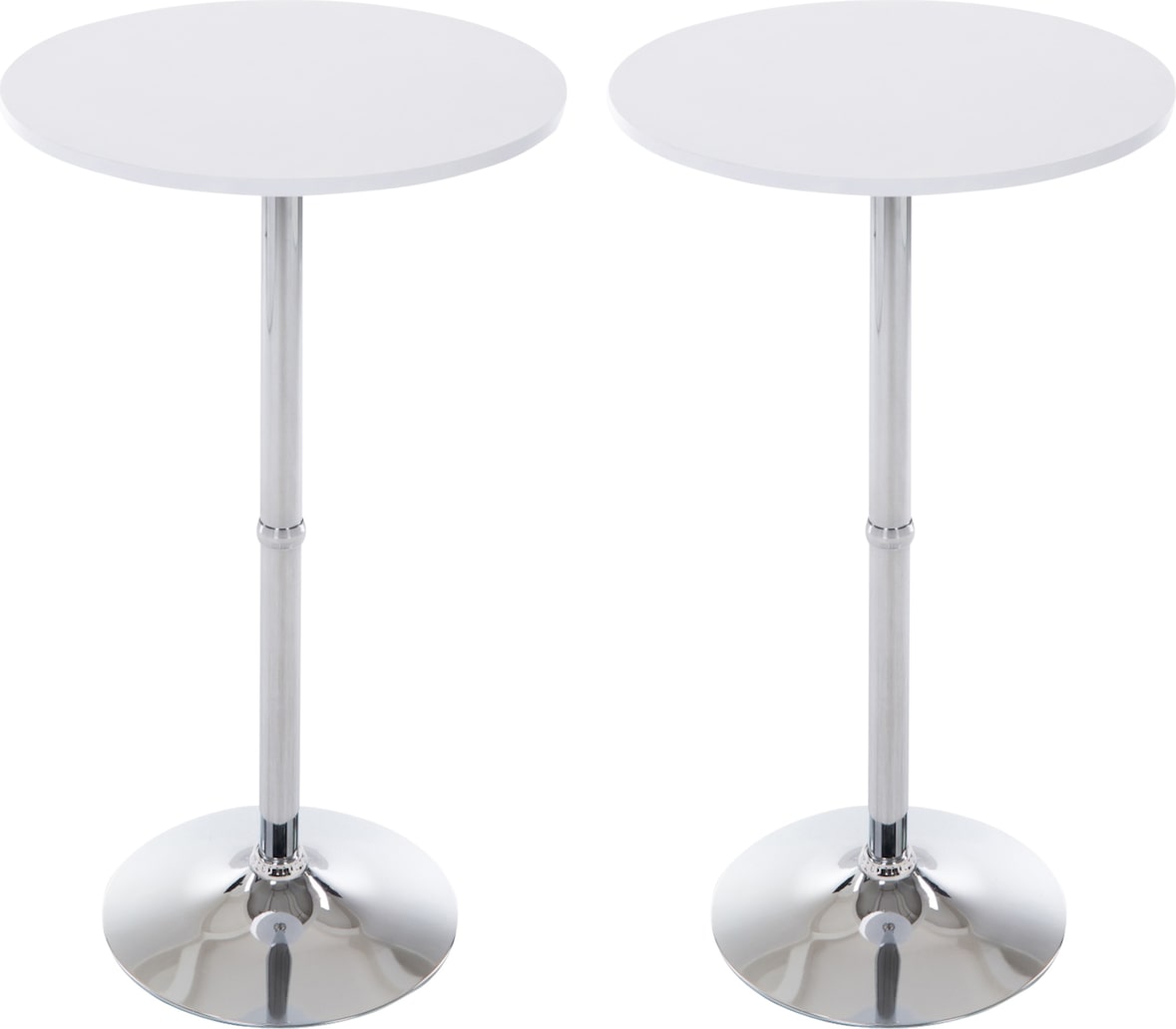 Stehtische TOVE 2er Set rund 60x60x108cm, Holz, Weiß-Matt Hoher Tisch Bartisch Bistrotisch hoch
