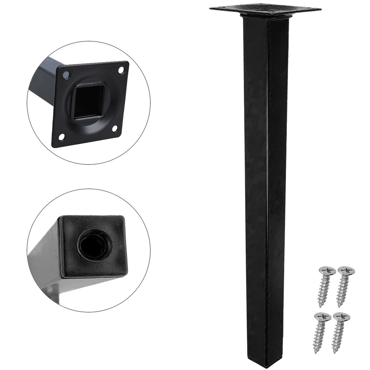 Metall-Möbelbein 600mm Couchfuss Schwarz Eckig Möbelfuss Tischstütze 25 x 25mm