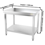 thumbnail of Mesa de trabajo de acero inoxidable de 1200 x 700 mm PREMIUM / GOLDINOX. GOLDINOX