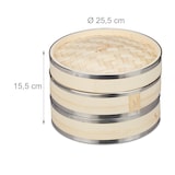 thumbnail of Relaxdays Bambus Dampfgarer, 2 Etagen, mit Metallringen, asiatischer Dampfkorb für Reis, Dim Sum, Gemüse, Ø25,5cm, natur