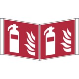 thumbnail of Brandschutzzeichen, Feuerlöscher Winkelschild - ASR A1.3 (DIN EN ISO 7010) - 150x150x0.6 mm Aluminium glatt, nachleuchtend