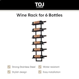 thumbnail of TOJ Living Botellero de pared – 6 botellas – acero inoxidable – negro mate – portabotellas