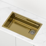 thumbnail of Gasfrit – Lava-loiça de cozinha com sifão para bancada em aço inox cor dourado, 1 cuba 70 x 44 x 21 cm