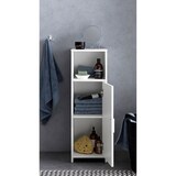 thumbnail of Badschrank 30 x 95,5 x 30 cm weiß Holz mit Tür und Ablagefach, Kleiner Bad-Schrank Beistellschrank stehend, Badregal schmal freistehend