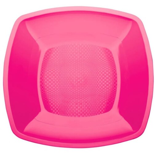 Plato llano de plástico grande, 30 cm, fucsia, 6ud paquete