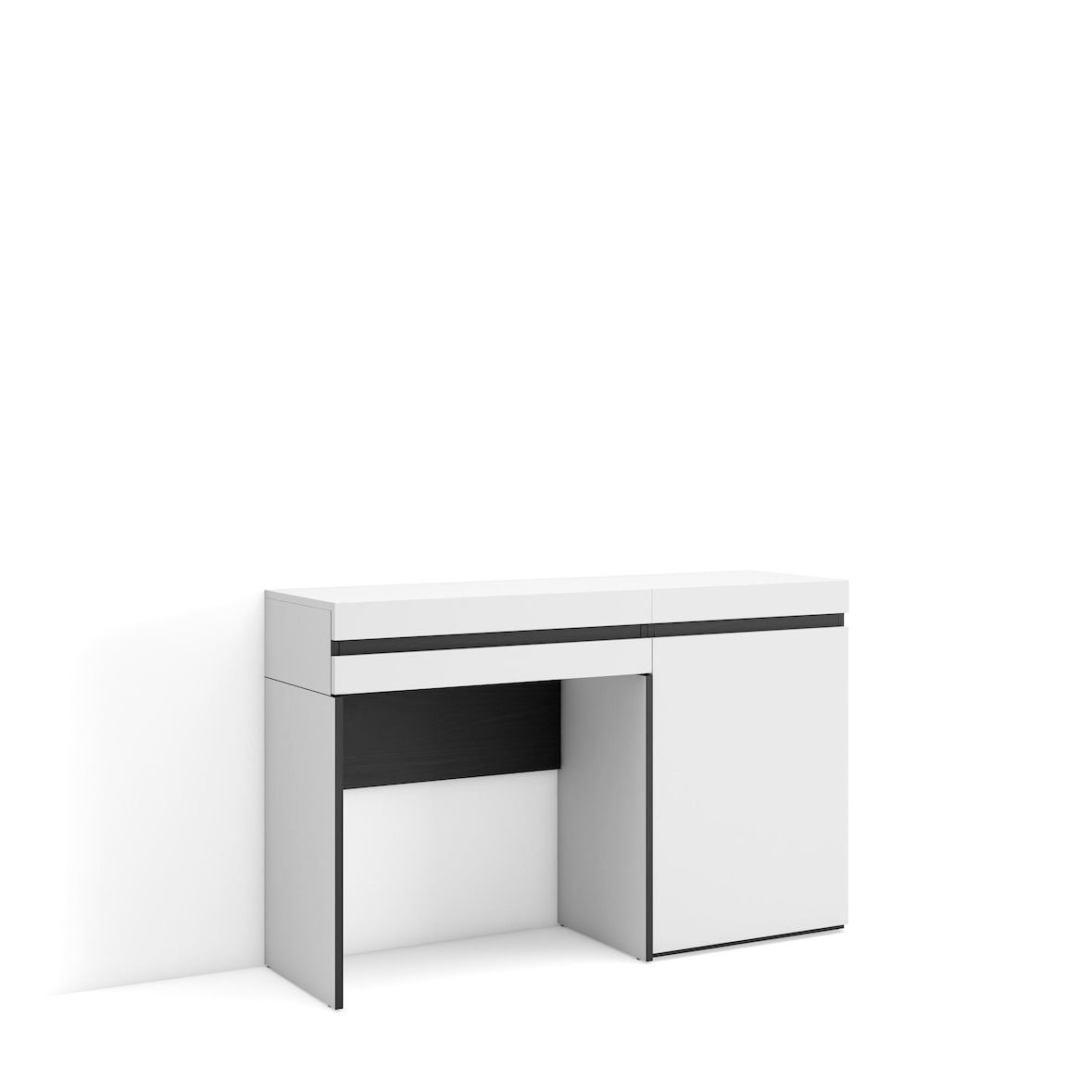 Kaptafel, Make-uptafel, Toilettafel Met Opbergruimte, 121x35x75cm, Met lade, Slaapkamer, Moderne stijl, Wit _ 453_9