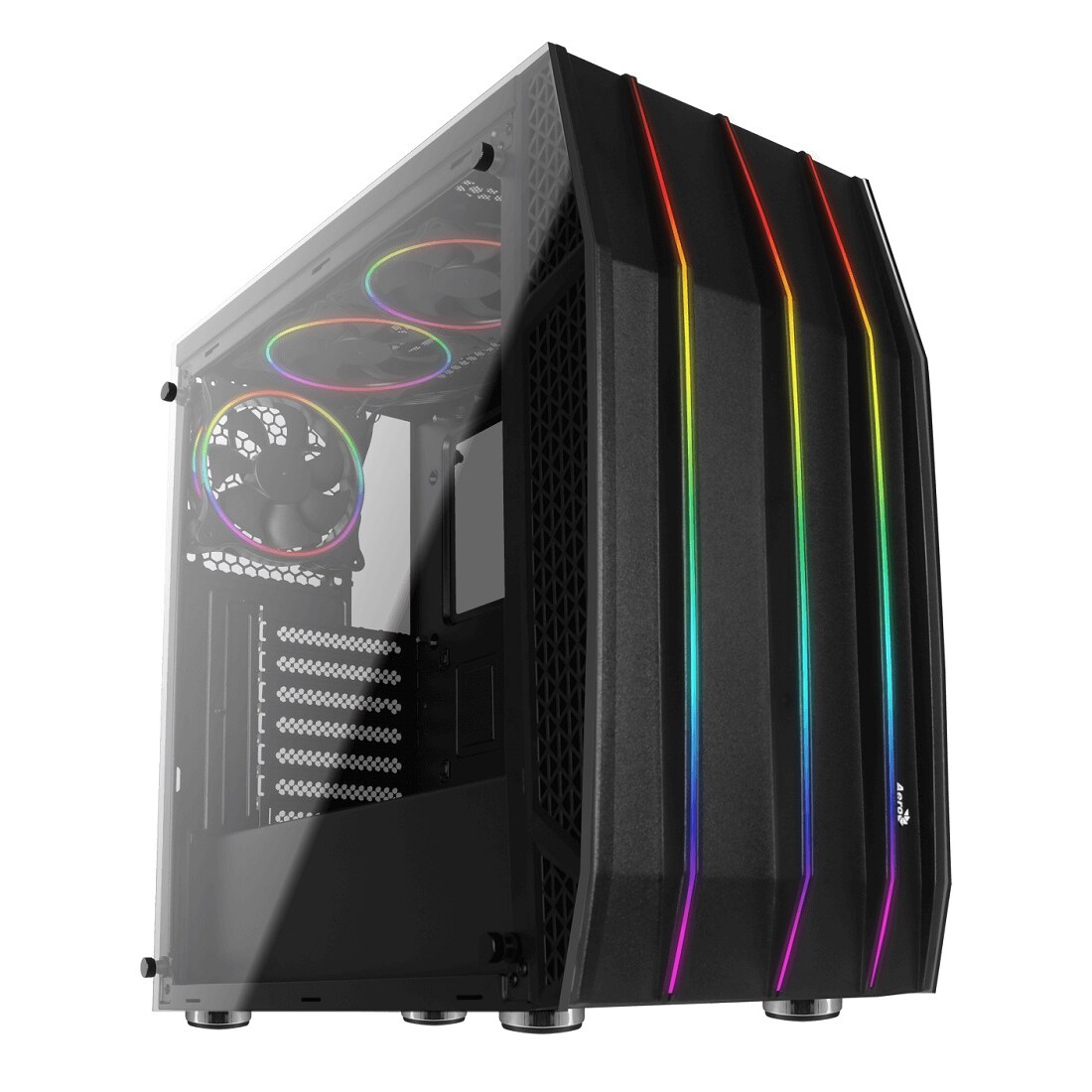 AEROCOOL ADVANCED TECHNOLOGIES Geh AeroCool Midi Klaw Black ATX/micro-ATX/min-ITX RGB Gehäuse ATX Micro/Mini/Flex-ATX 3,5 "