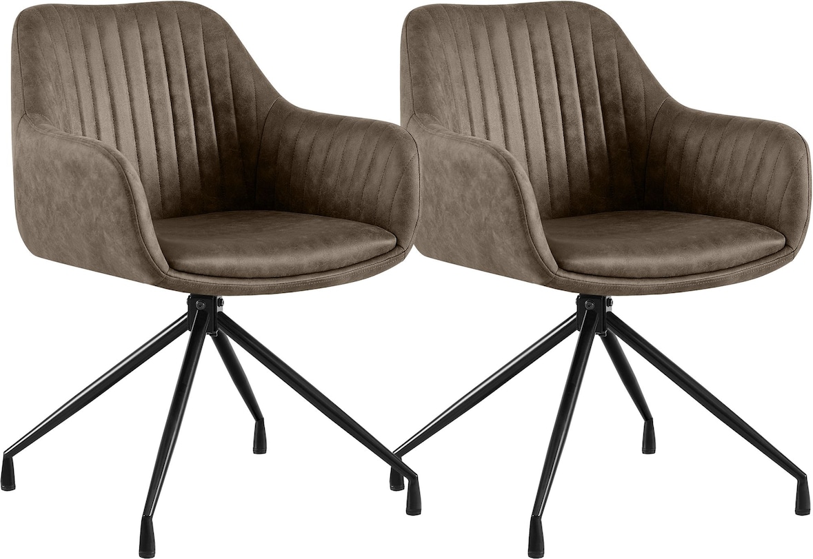CLP 2er Set Esszimmerstühle Welby Vintage Kunstleder HBT: 81x58x58 cm grau Vintage Kunstleder