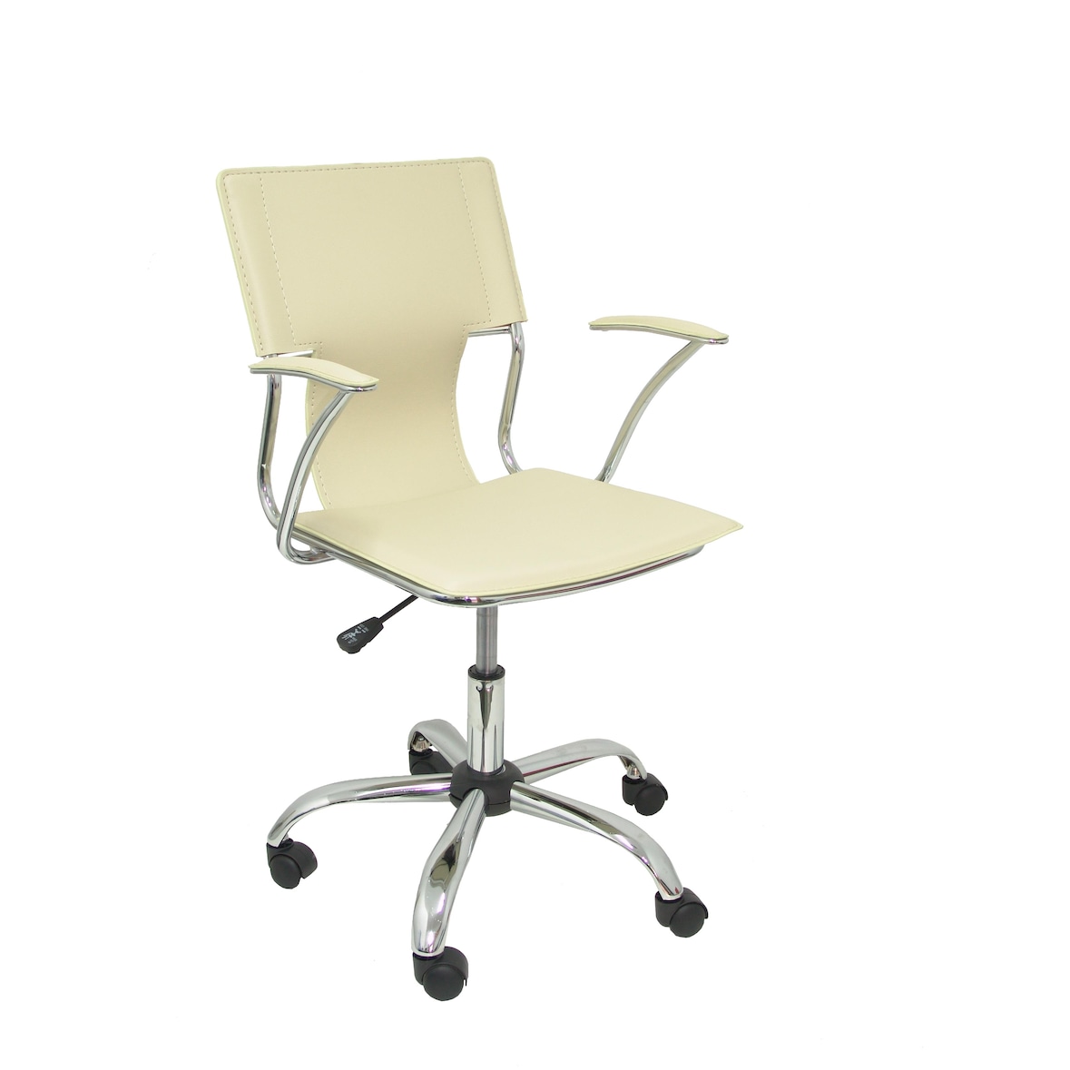 Bogarra Silla  con brazos fijos, y giratoria 360º similpiel color crema