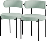 thumbnail of ML-Design – Esszimmerstühle 2er Set Grün | Teddystoff, Rückenlehne, schwarze Metallbeine, ergonomische Küchen- & Wohnzimmerstühle