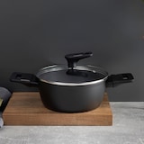 thumbnail of BERGNER Copper – Set aus 2 Kasserollen Ø20cm/Ø28cm (2,2/4,2 L) aus geschmiedetem Aluminium mit Deckeln und Grillpfanne 28×28cm aus Aluminiumguss
