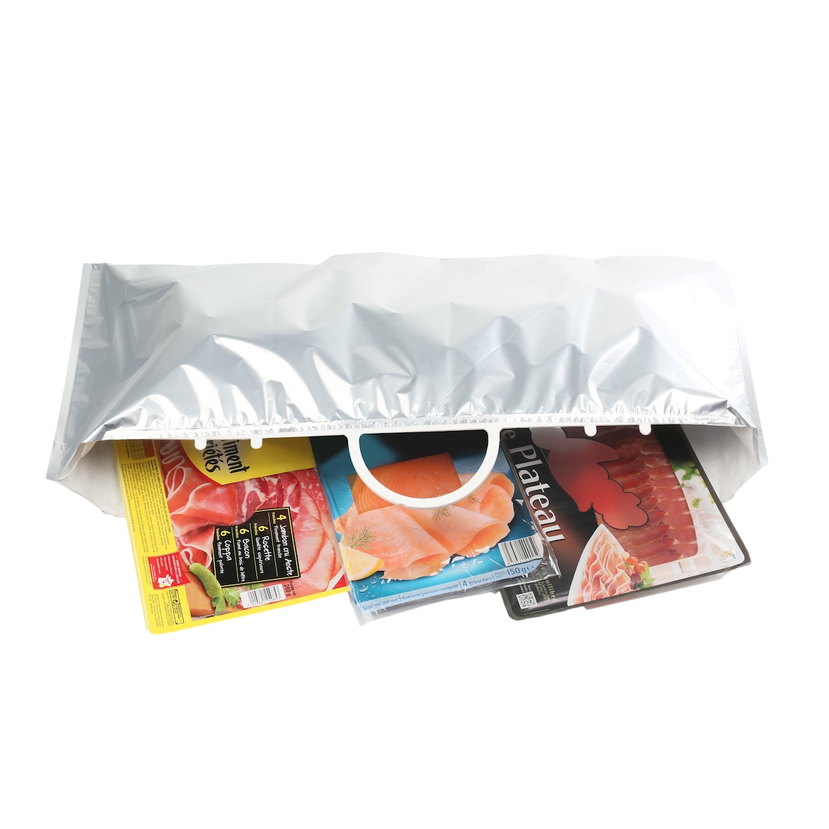 Sac isotherme métallisé mat de très grande largeur 73 x 35 cm (ouverture x hauteur) -  Idéal pour produit frais plat ou tranché - vendu par 100 unités