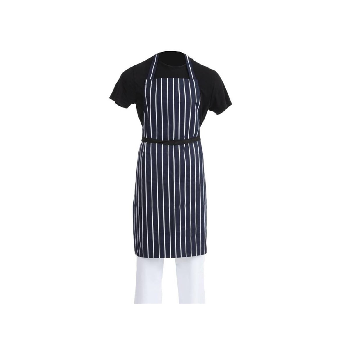 Gastronoble Whites Latzschürze marineblau gestreift
