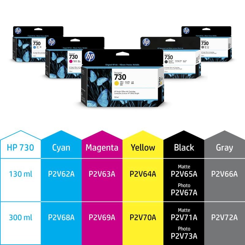 HP 730 Jaune Cartouche d'encre ORIGINALE - P2V70A