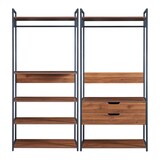 thumbnail of Helloshop26 - Conjunto de 2 cabideiros com 2 gavetas e 7 prateleiras efeito nogueira preta 03_0009372