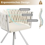 thumbnail of Merax Samt-Esszimmerstuhl, 4er set, Schlafzimmer-Drehstuhl, 360° drehbar Freizeit-Drehstuhl mit vier Stützbeinen aus Metall, beige+Silber