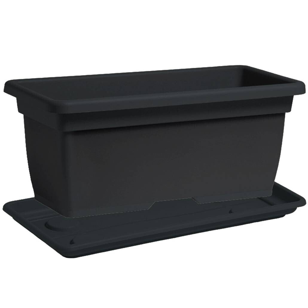 Nicoli Vaas Grote Bloempot Met Onderschaal - Afmetingen: 100 cm | Kleur: Zwart