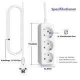 thumbnail of Helos Steckdosenleiste CLASSIC, 3-fach, weiß, 5,0m, ohne Schalter