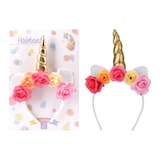 thumbnail of Einhorn Haarreif mit Blumen und Ohren 22x15cm 1 Stück Einhornhaarreifen mit Horn Kostüm Accessoire Party Fasching Karneval Halloween
