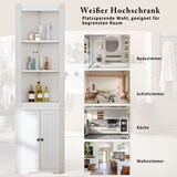thumbnail of Badezimmer Hochschrank 170x50x26 cm Weiß Eckdesign mit 3 offenen Fächern, 2 Türen und verstellbaren Einlegeböden aus MDF, platzsparend