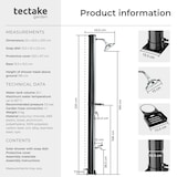thumbnail of tectake ducha solar Tinto ecológica para exteriores con cabezal giratorio 360°, 23x43.5x220 cm, negro/plata