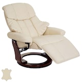 thumbnail of MCA Relaxsessel Calgary 2, Fernsehsessel Sessel, Echtleder 150kg belastbar ~ creme, Walnuss-Optik