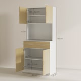 thumbnail of Alacena de cocina armario de cocina con puertas cajón y estantes ajustables antivuelco para comedor salón 80x40x180 cm natural y blanco